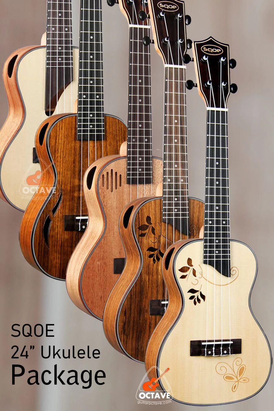 Sqoe Spain 24 inch Concert size SQ-UK-24 Series high-end personalized ukulele with full Package Price in BD