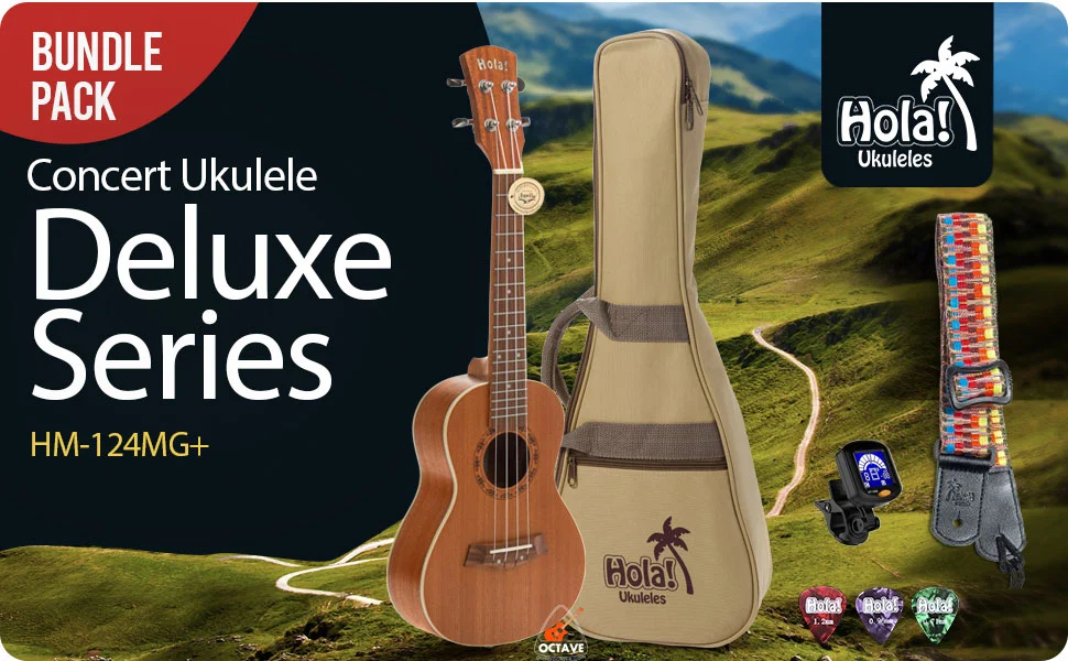Hola! 24" Premium Ukulele Bundle, Deluxe Series by Hola! Music Price in BD | Bundle Includes: 24 Inch Mahogany Ukulele with Aquila Nylgut Strings Installed, Padded Gig Bag, Strap and Picks