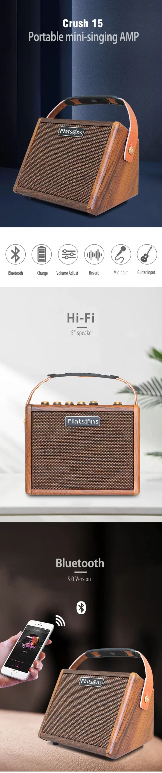Flanger Flatsons Crush15 portable 15w bluetooth speaker concert amp with microphone and instrument chennel price in bd